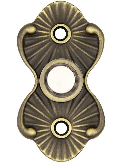 Solid Brass Decorative Doorbell Button in Antique Brass.